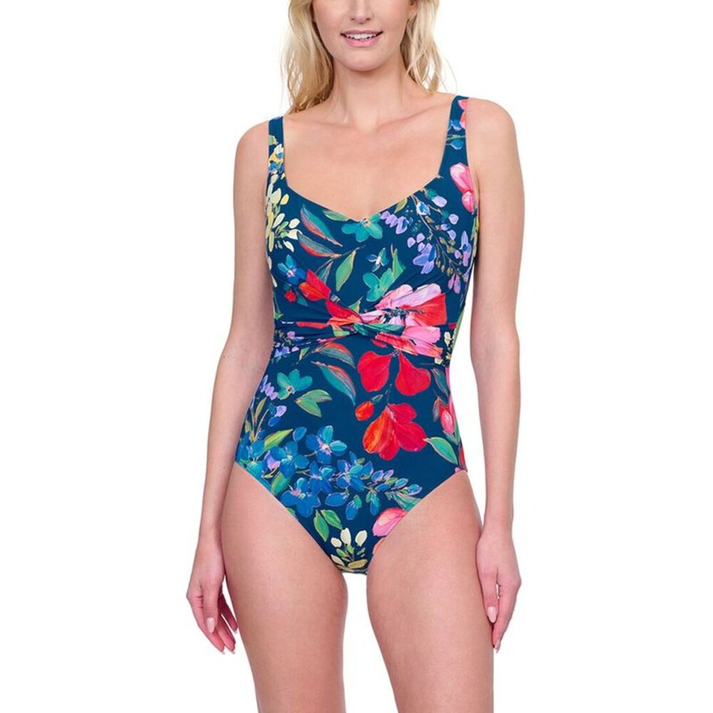 Gottex Womens Sweetheart Neck One-Piece, Navy